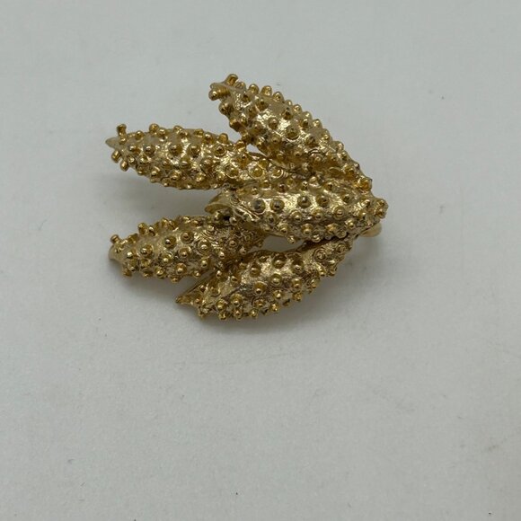 Vintage Sarah Coventry Brooch & Clip-On Earrings Set  Gold-Tone Wind Flower - Picture 5 of 16
